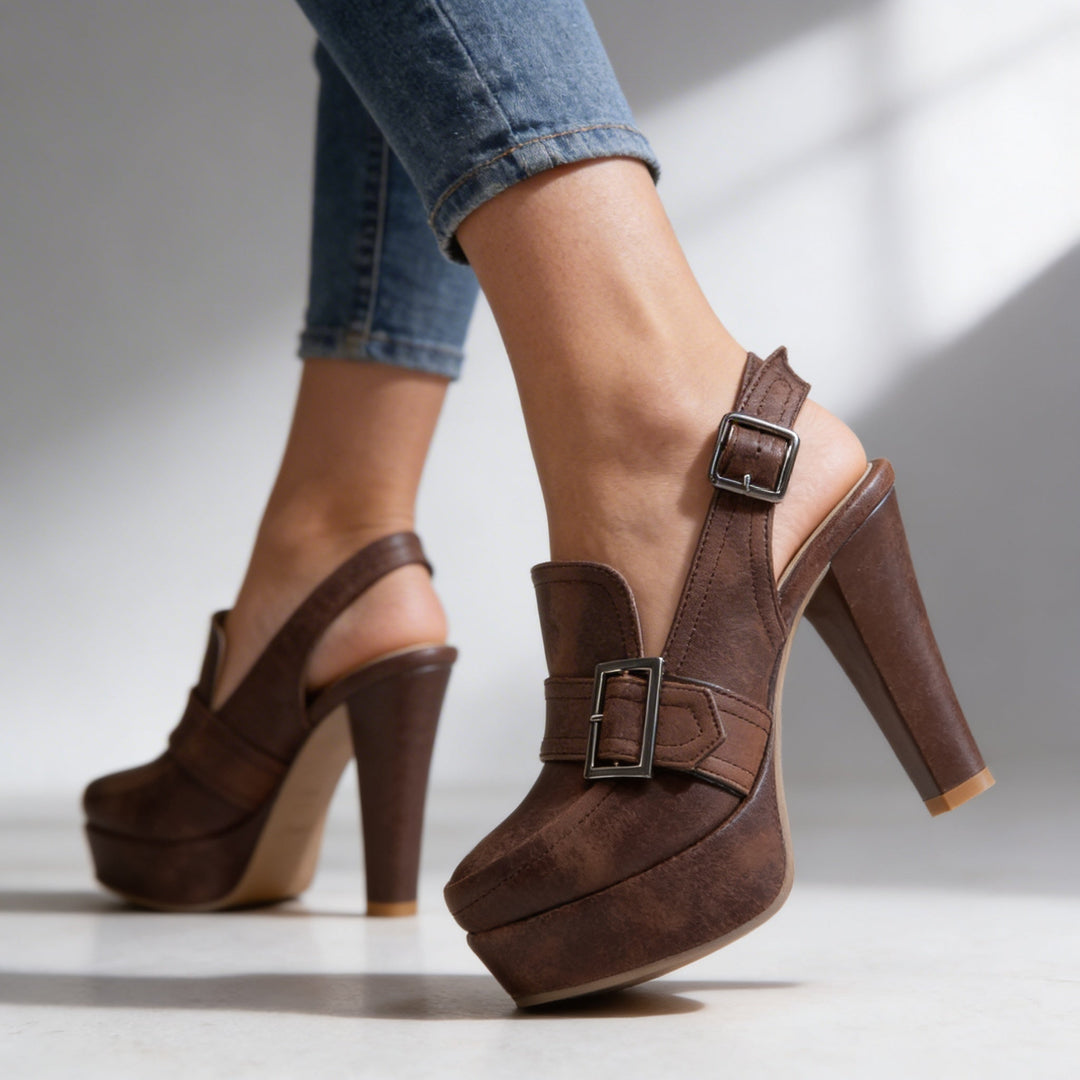 Aveline | Women's Shoes Platform Block Heel Slingback Retro Chic Style 0