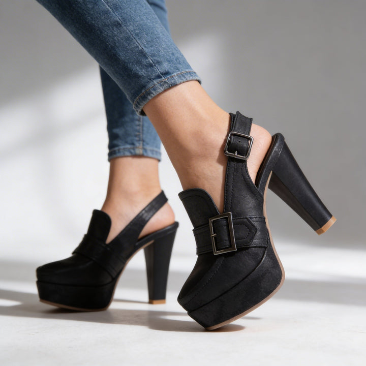 Aveline | Women's Shoes Platform Block Heel Slingback Retro Chic Style 5