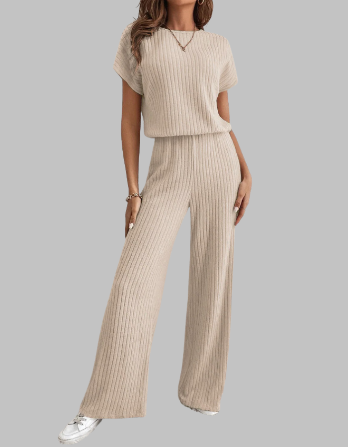 Barbara | Ribbed Two-Piece Wide-Leg Set 1