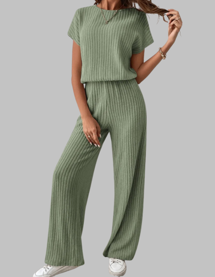 Barbara | Ribbed Two-Piece Wide-Leg Set 6