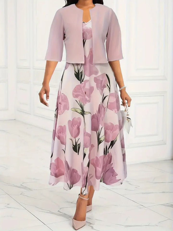 Barbara | Romantic Floral Maxi Dress and Coordinating Jacket Set 0