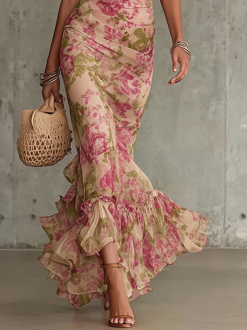Bella Rose | Elegant Floral Maxi Dress with Sleeves for Women 2