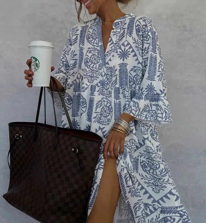 Bethany | Effortless Patterned Long Sleeve Mini Dress 1
