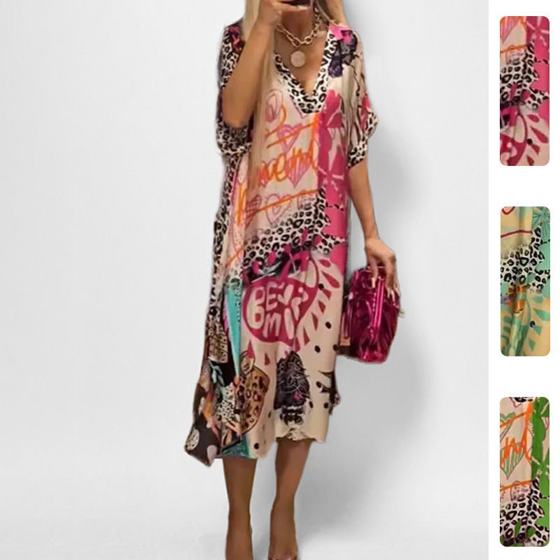 Birgit | Comfortable And Vibrant graphic print swing tunic dress 1