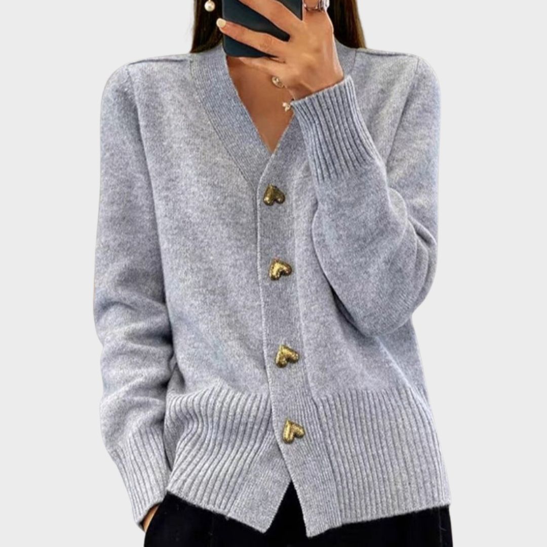 Brooke | Cardigan Sweater Heart Button Soft Elegant Fit 1