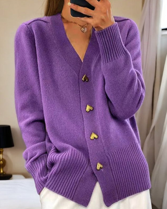 Brooke | Cardigan Sweater Heart Button Soft Elegant Fit 3