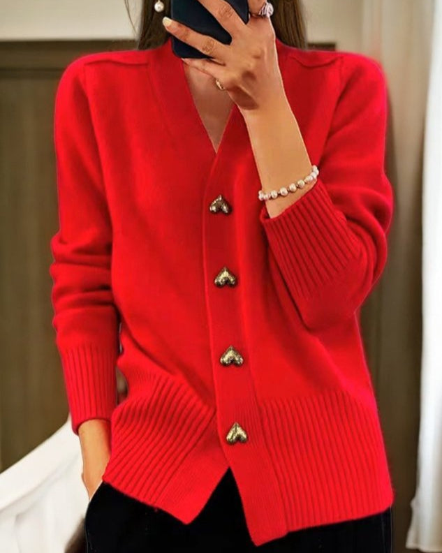 Brooke | Cardigan Sweater Heart Button Soft Elegant Fit 4