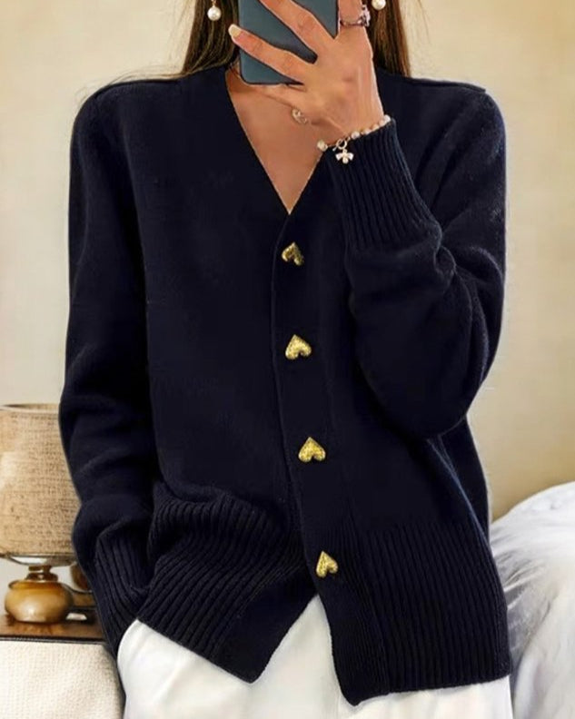 Brooke | Cardigan Sweater Heart Button Soft Elegant Fit 5
