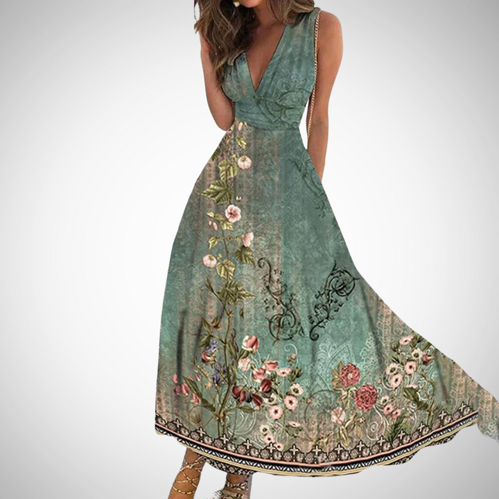 Busch | Elegant Floral Sleeveless  Maxi Dress 1