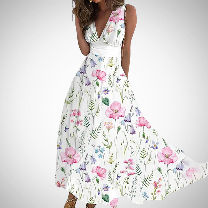Busch | Elegant Floral Sleeveless  Maxi Dress 2
