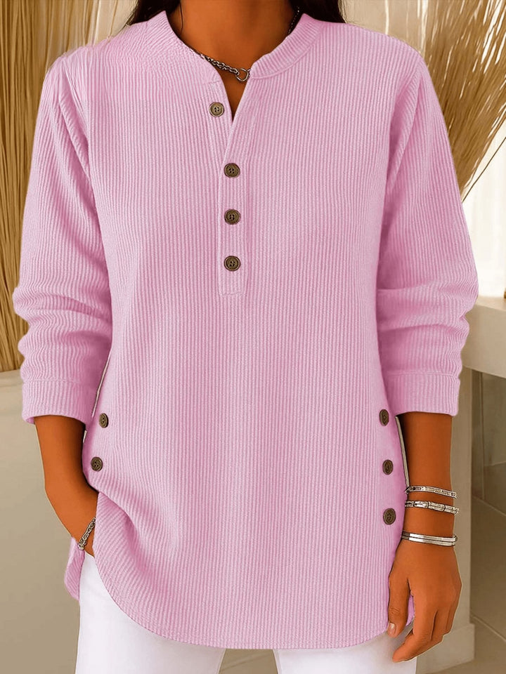 Camila | Comfortable And Warm Longline Henley Ribbed Tunic Top 3