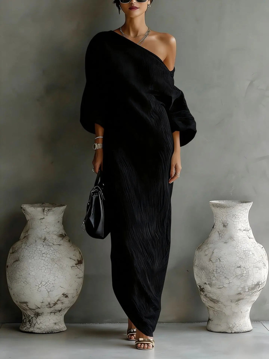 Camila | Elegant And Contemporary One-Shoulder Linen Maxi Dress 6