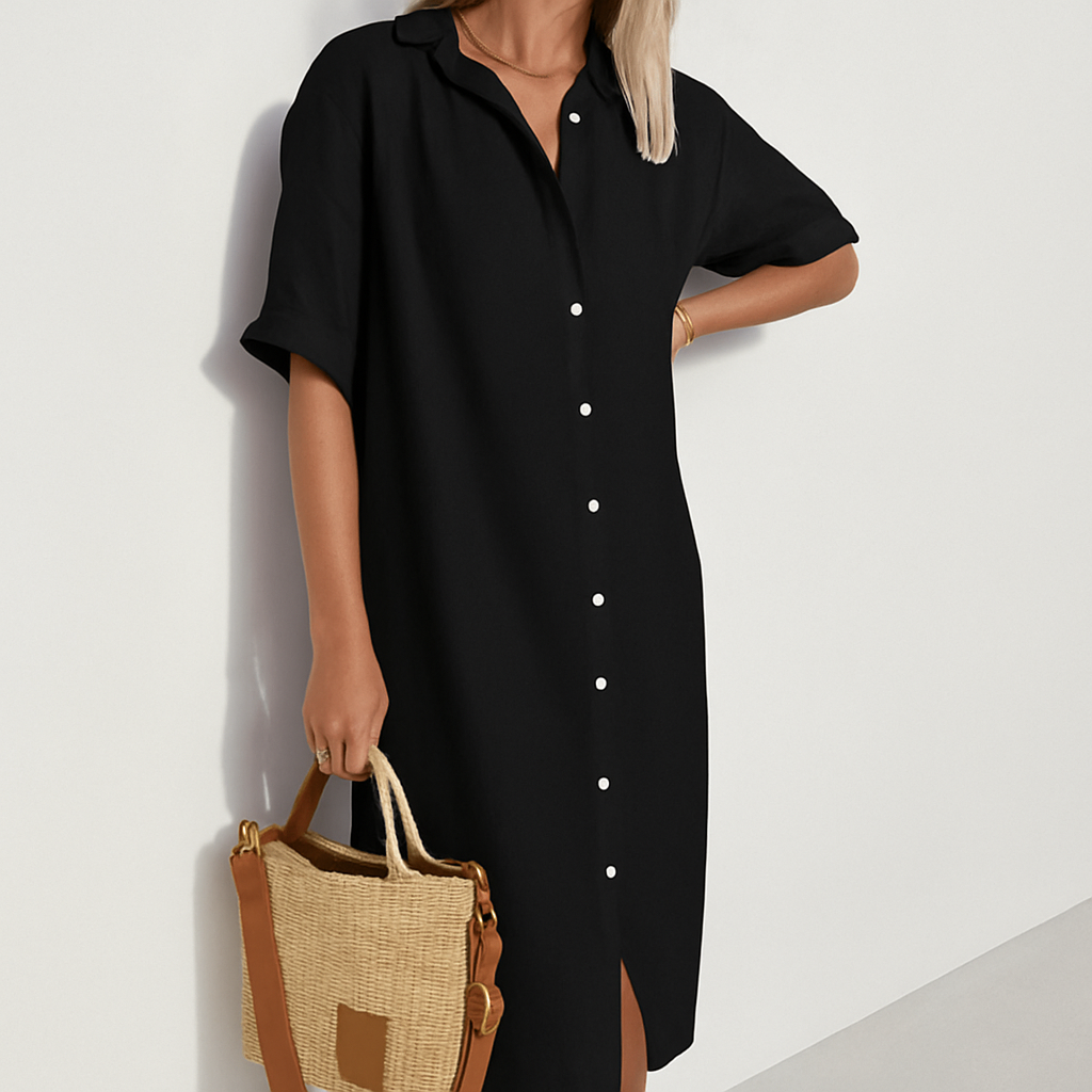Carmen | Classic Button Down Relaxed Midi Shirt Dress 0
