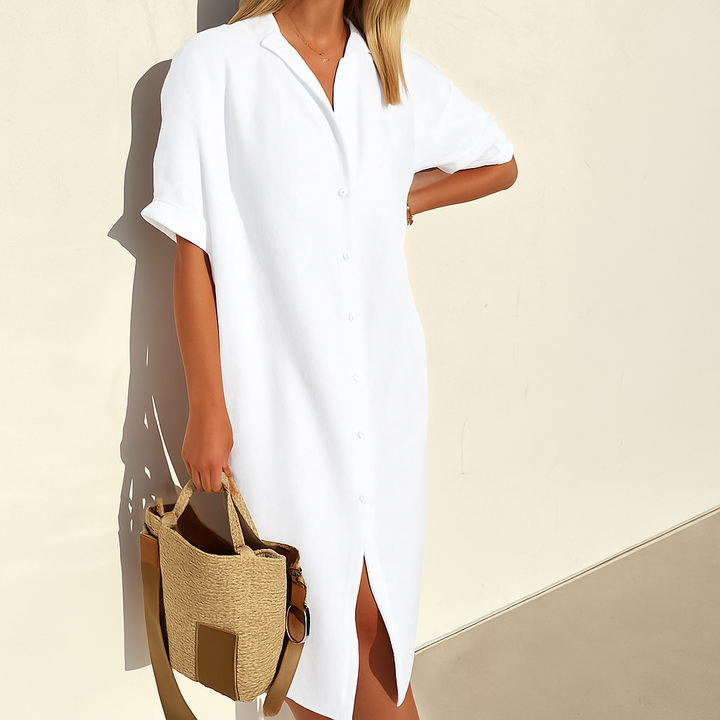 Carmen | Classic Button Down Relaxed Midi Shirt Dress 1