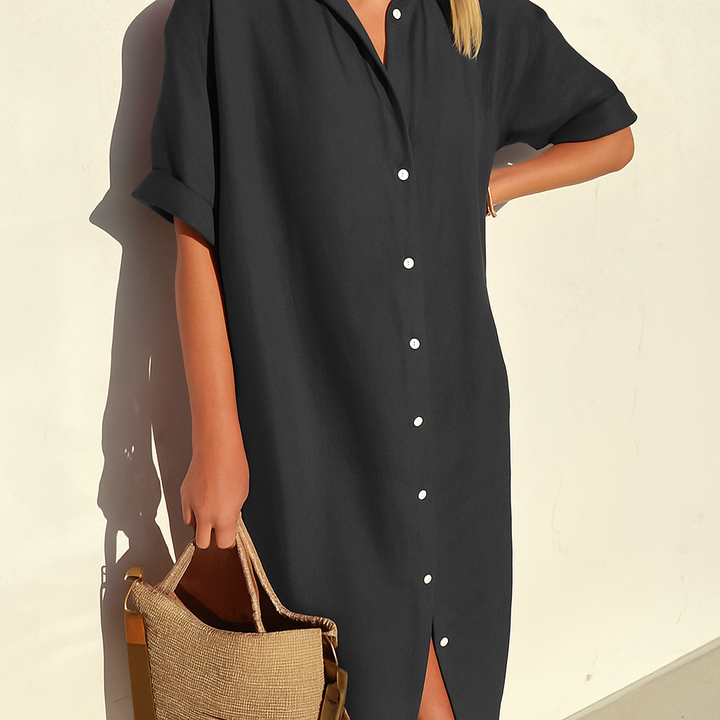 Carmen | Classic Button Down Relaxed Midi Shirt Dress 2