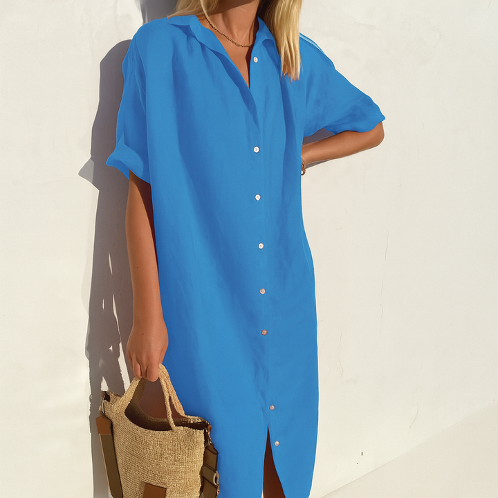 Carmen | Classic Button Down Relaxed Midi Shirt Dress 3