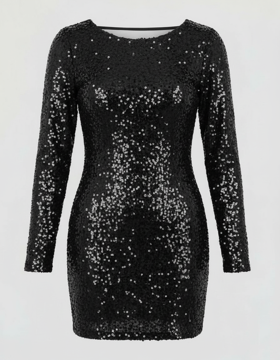 Carter | Dazzling Open-Back Black Dress – Elegant, Sequined Cocktail Mini Dress for Evening Glamour 6