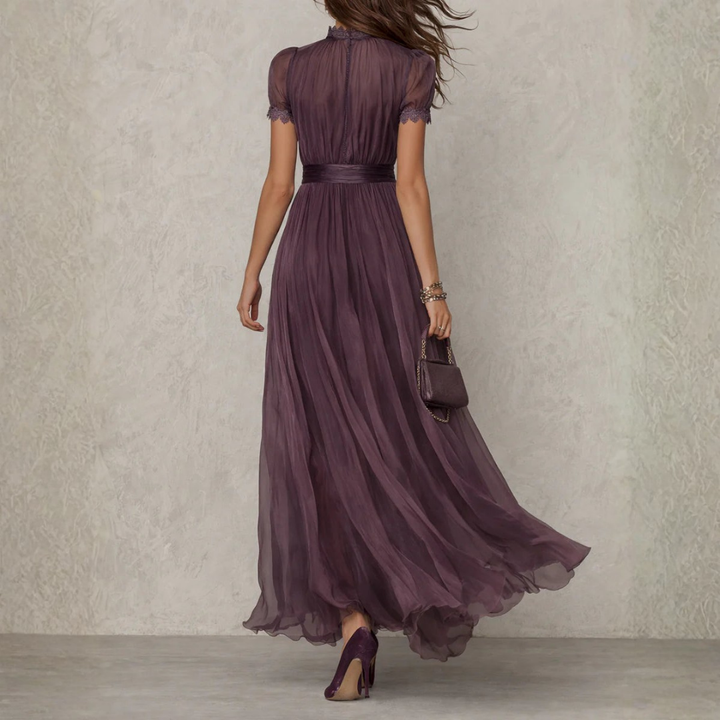 Celeste | Elegant Lace Trim Chiffon Maxi Dress 1