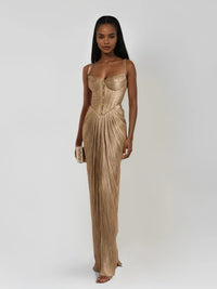 Arabella | Elegantes Korsett mit Falten Maxi-Kleid für Hochzeitsgäste