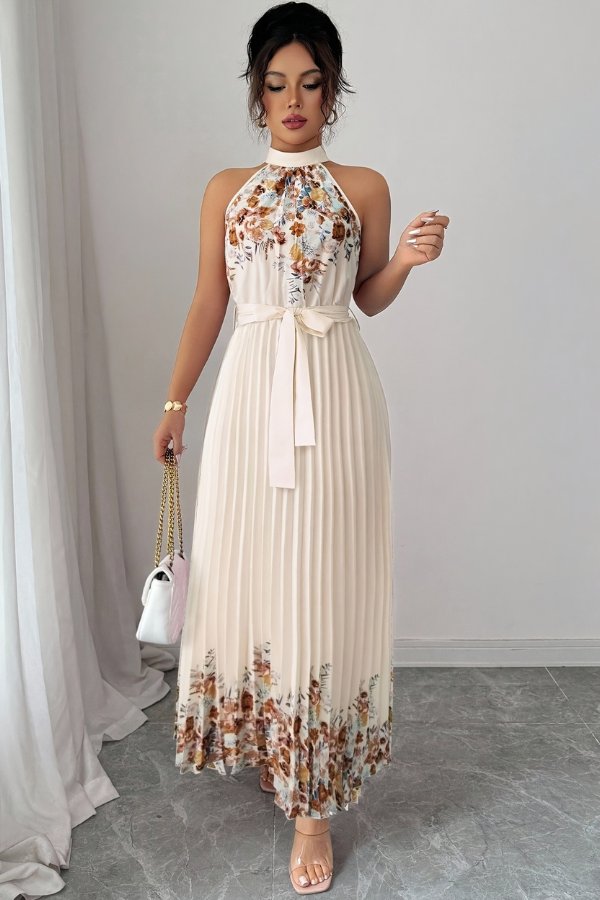 Charlie | Floral Pleated Halter Midi Dress 9