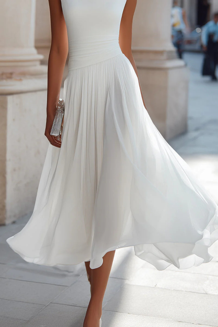 Charlotte | Elegant And Flowing Sleeveless Pleated Midi Dress 3