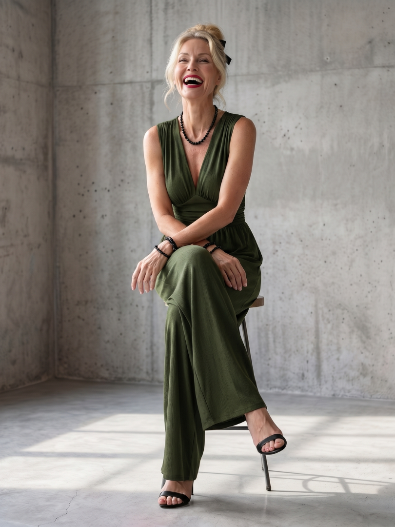 Charlotte | Elegant Deep V-Neck Jumpsuit with Wide-Leg Design 5