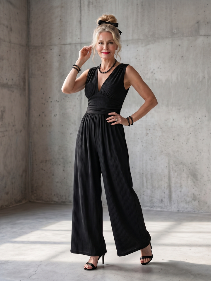 Charlotte | Elegant Deep V-Neck Jumpsuit with Wide-Leg Design 6