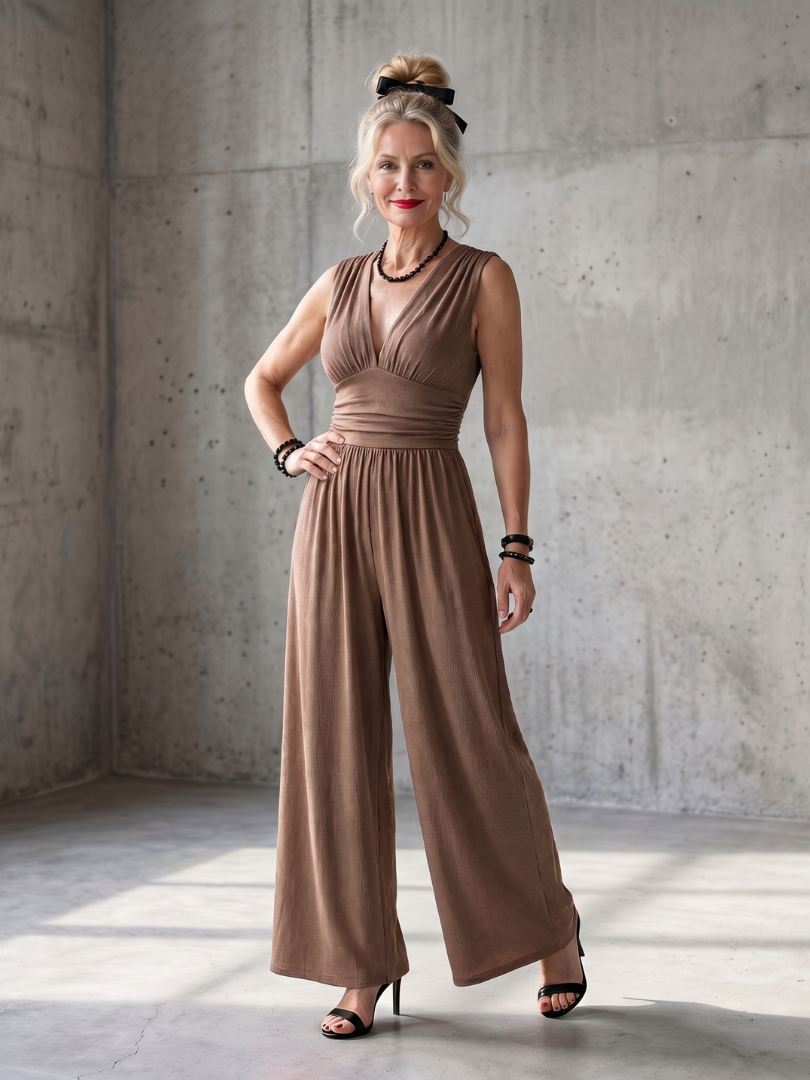Charlotte | Elegant Deep V-Neck Jumpsuit with Wide-Leg Design 7