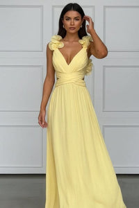 Adeline | Women’s Pleated Floral Appliqué Evening Gown