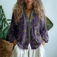Fiona | Blusa bohémien in lino traspirante e ispirata all'artigianato