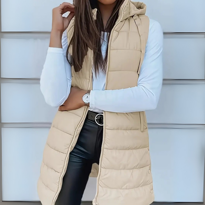 Chloe | Lightweight Hooded Long Puffer Vest 2