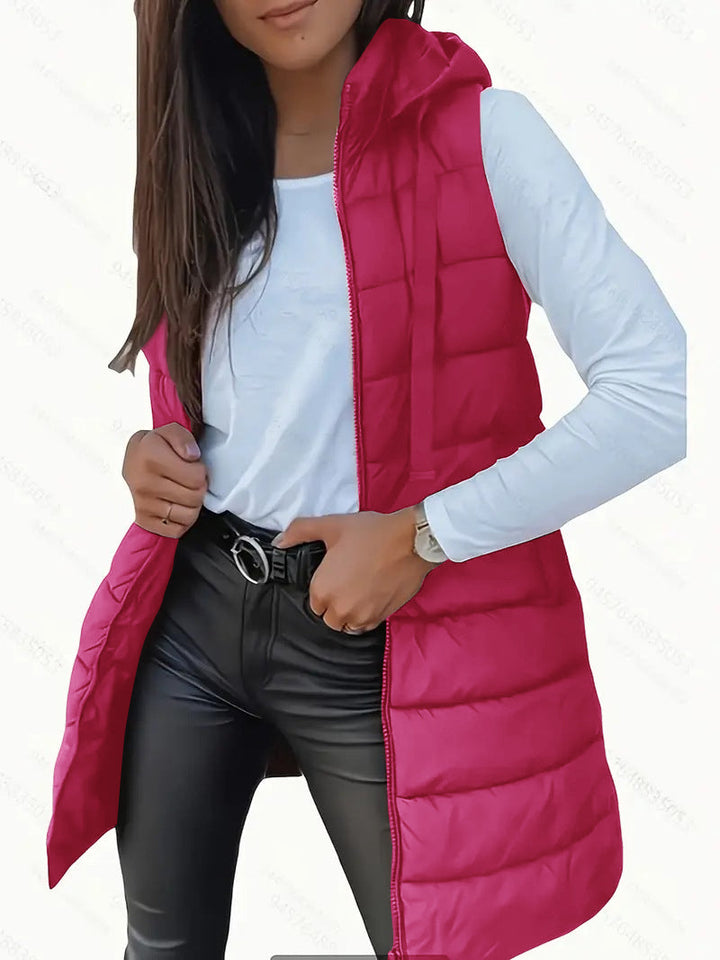 Chloe | Lightweight Hooded Long Puffer Vest 4