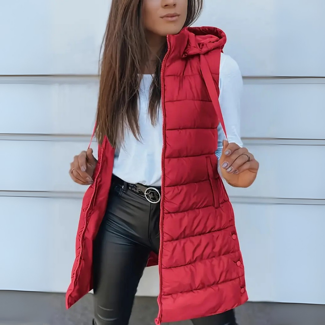 Chloe | Lightweight Hooded Long Puffer Vest 5