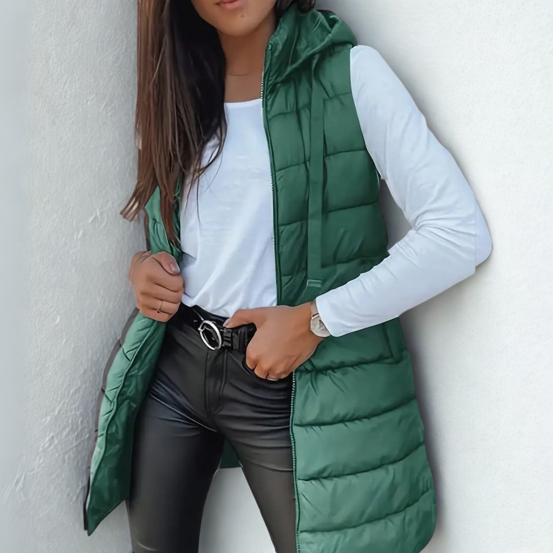 Chloe | Lightweight Hooded Long Puffer Vest 6
