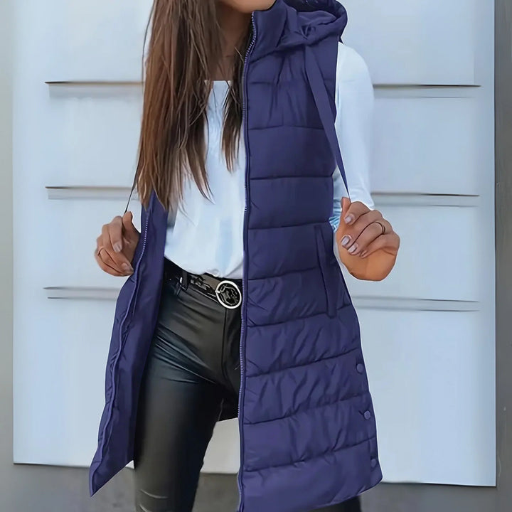 Chloe | Lightweight Hooded Long Puffer Vest 7