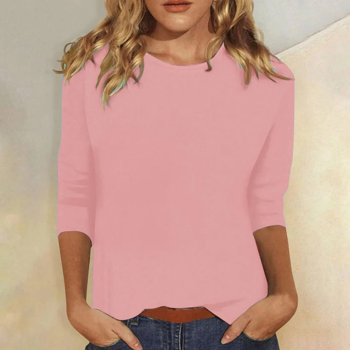Clara | Elegant Three-Quarter Sleeve Crew Neck Top 0