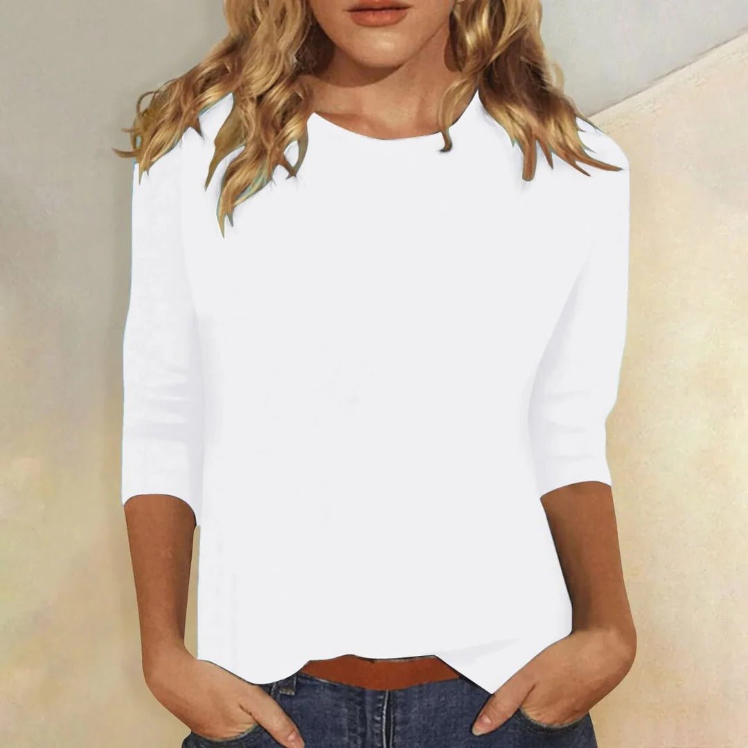 Clara | Elegant Three-Quarter Sleeve Crew Neck Top 1