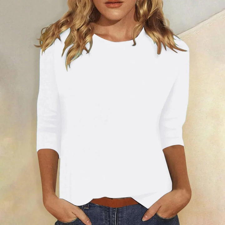 Clara | Elegant Three-Quarter Sleeve Crew Neck Top 1