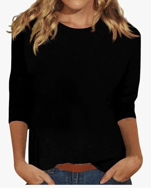 Clara | Elegant Three-Quarter Sleeve Crew Neck Top 4