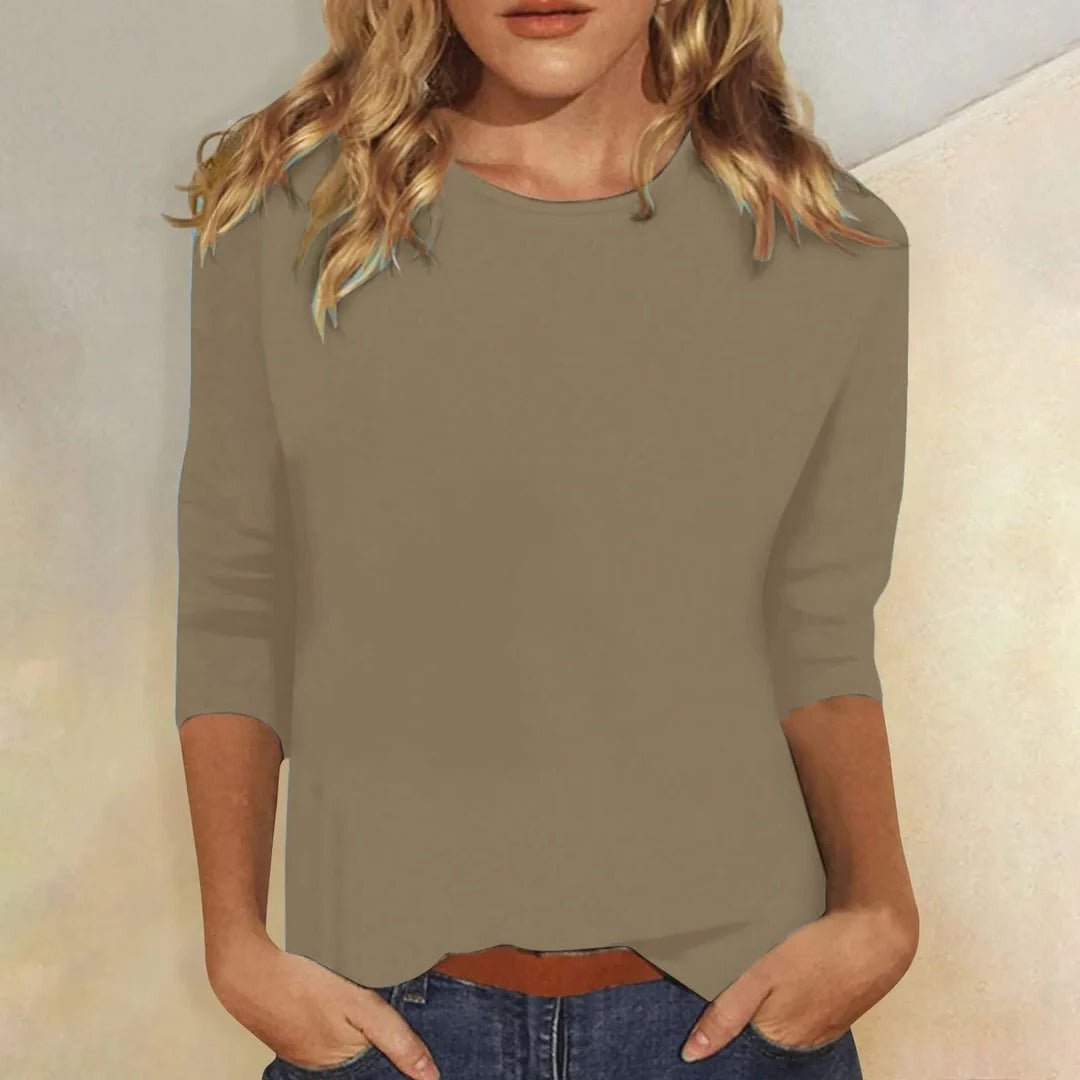 Clara | Elegant Three-Quarter Sleeve Crew Neck Top 6