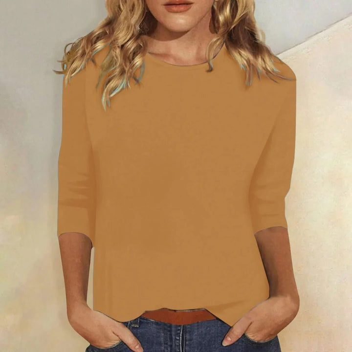 Clara | Elegant Three-Quarter Sleeve Crew Neck Top 8
