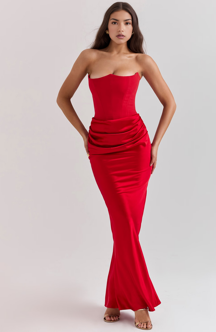Clara | Lace Wedding Guest Dress Strapless Elegant Formal Fit 6