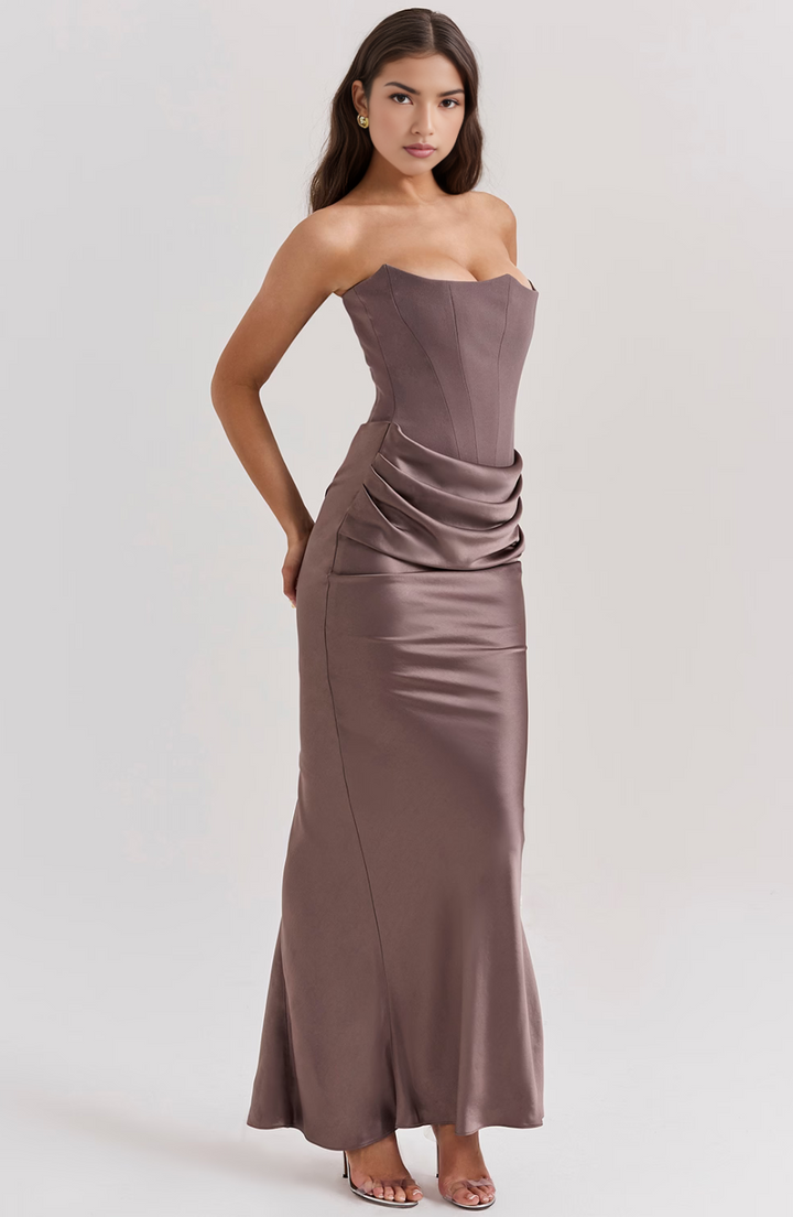 Clara | Lace Wedding Guest Dress Strapless Elegant Formal Fit 8