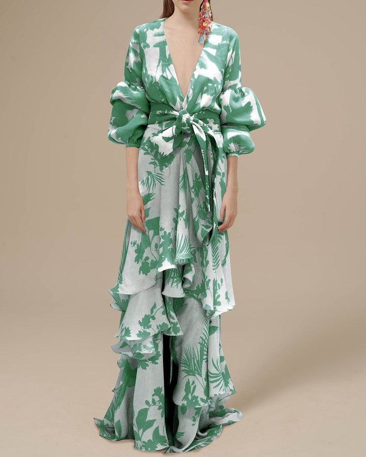 Clara | Romantic Floral Wrap Maxi Dress with Ruffle Details 1