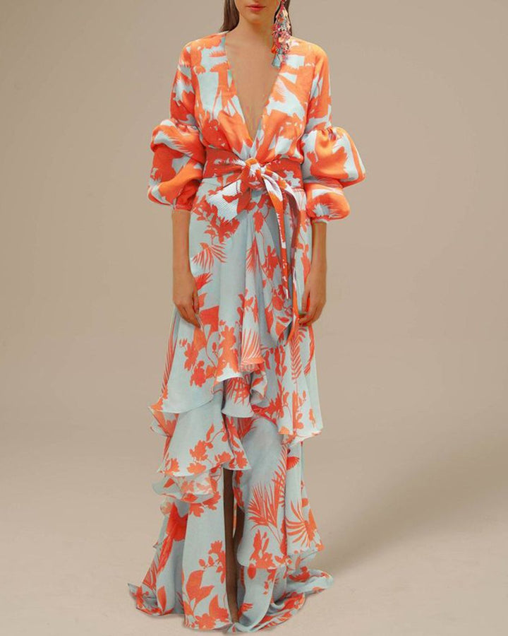 Clara | Romantic Floral Wrap Maxi Dress with Ruffle Details 3