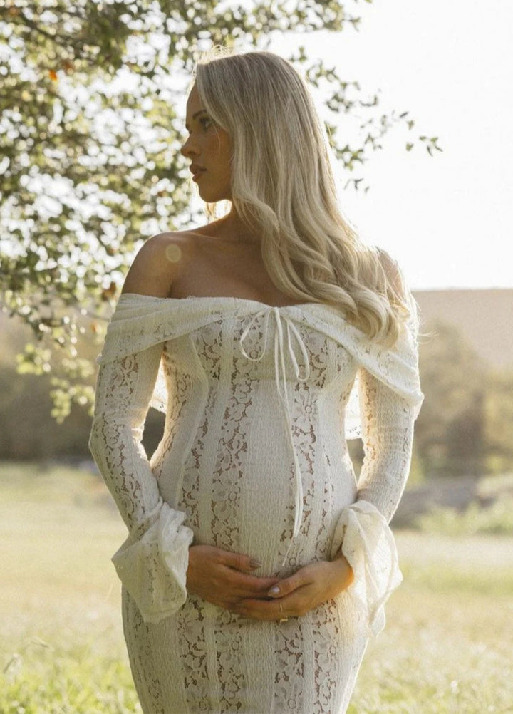 Clarisse | Elegant Lace White Maxi Dress for Women 4