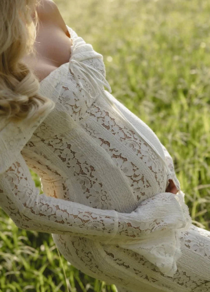 Clarisse | Elegant Lace White Maxi Dress for Women 5