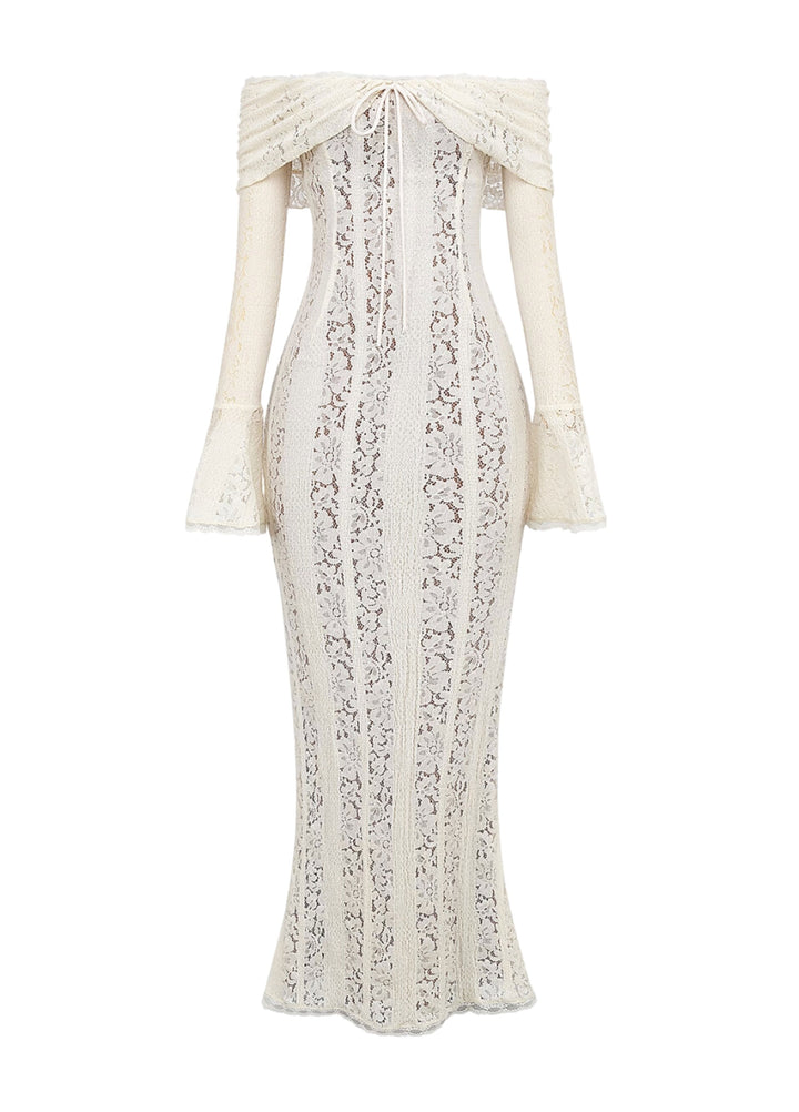 Clarisse | Elegant Lace White Maxi Dress for Women 7