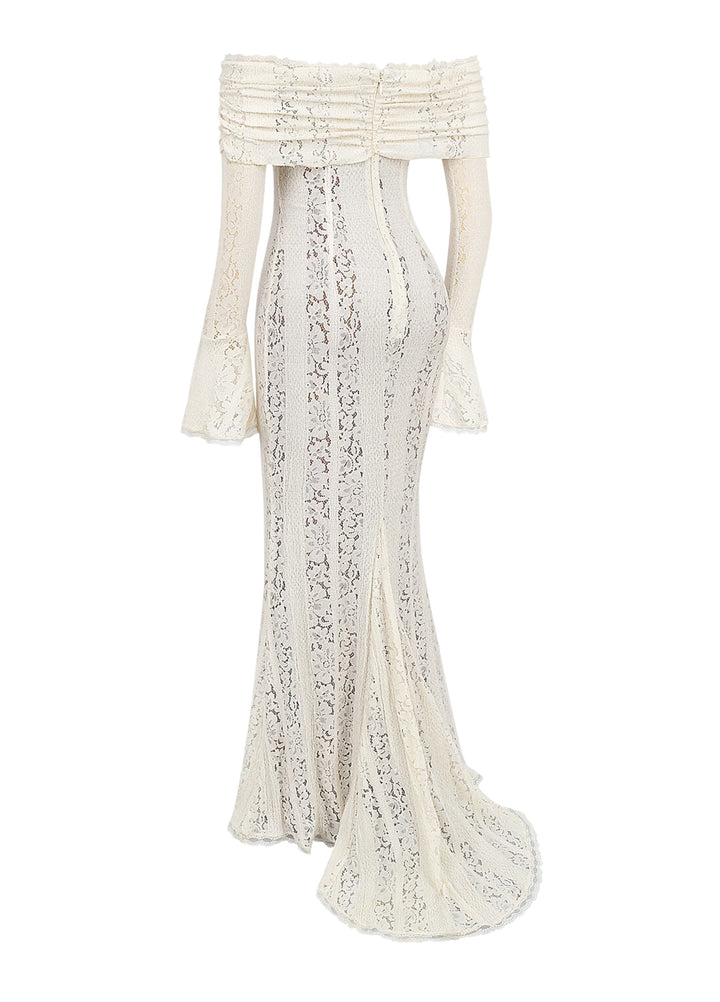 Clarisse | Elegant Lace White Maxi Dress for Women 8