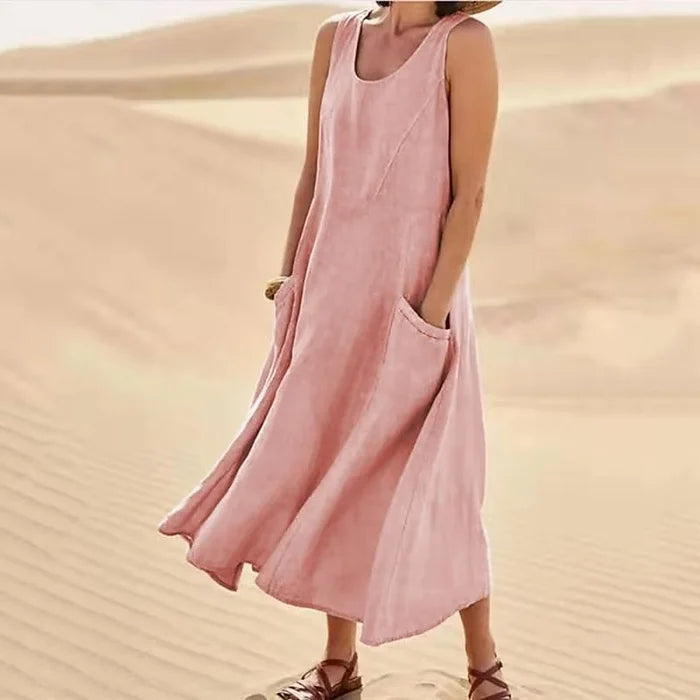 Dahlia | White Linen Dress – Elegant, Breathable & Voluminous 0
